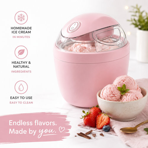Gelatiera Swirli rosa con gelato alla fragola